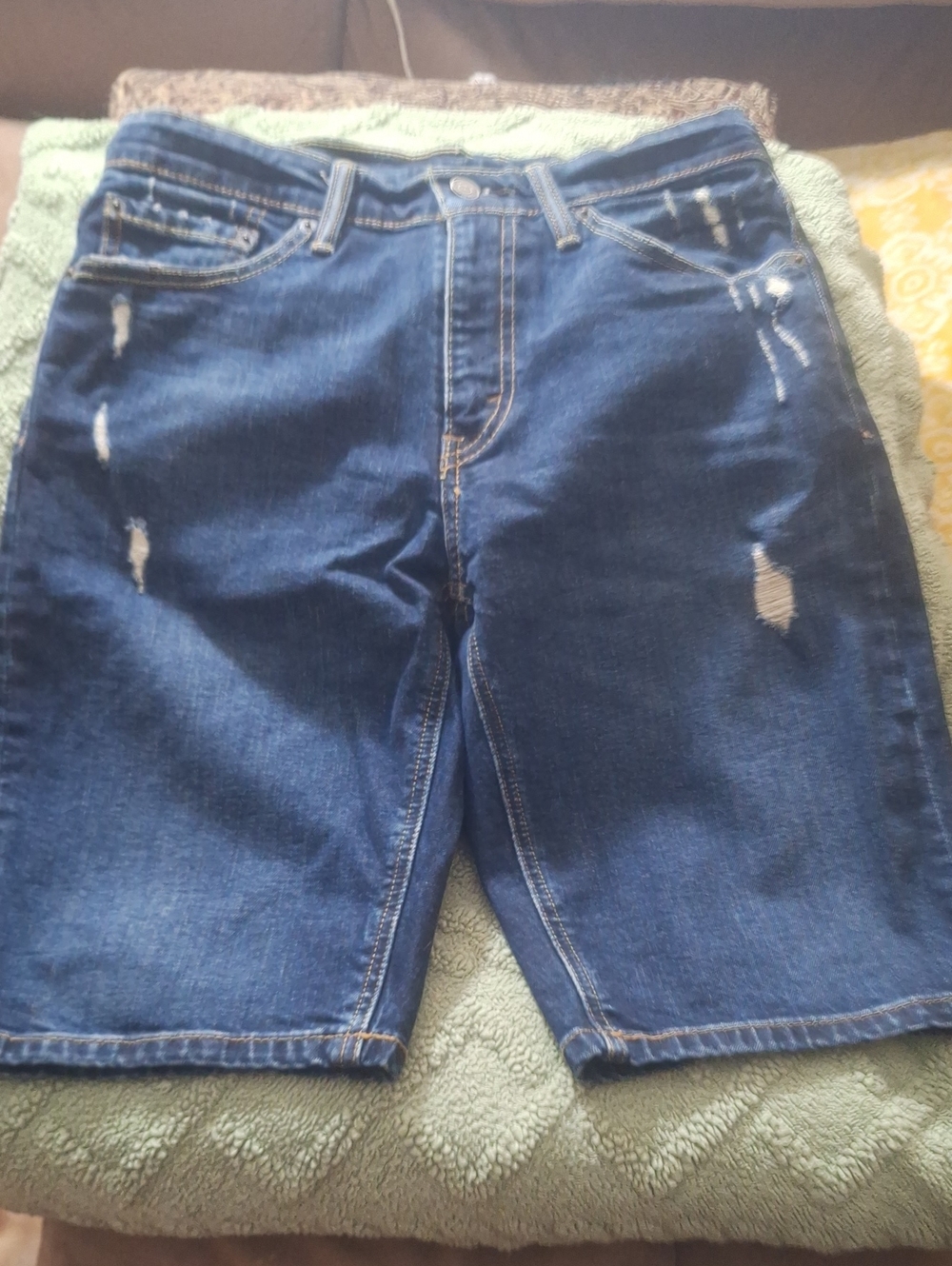 Levi's Men's Blue Distressed Denim Jean Shorts